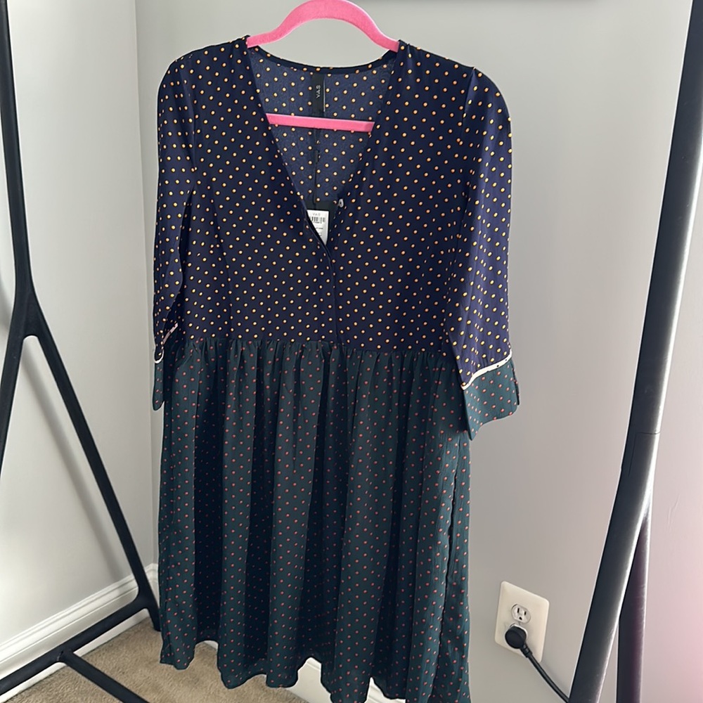 ASOS Y.A.S Color Block Polka Dot Mini Dress XS Office Work Dress